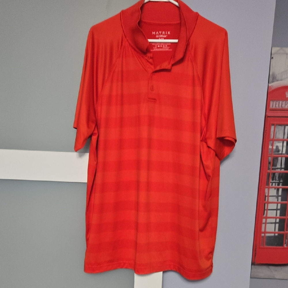 Matrix Red-orange Polo Shirt with Subtle Stripes